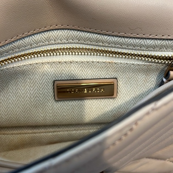 Tory Burch Small KIRA Chevron Shoulder Nappa Leather Bag Devon Sand $548 - Picture 11 of 13